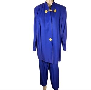 Vintage Gemini II Royal Blue Pantsuit Plus Size 14